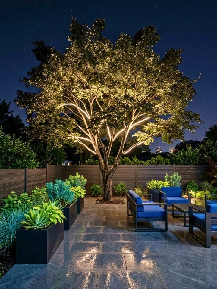hidden led strips for subtle tree glow