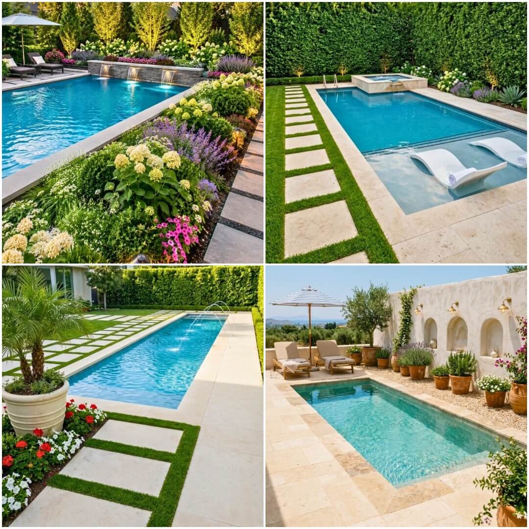 29 Rectangular Pool Landscaping Ideas To Discover