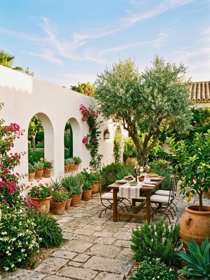 white stucco masonry privacy wall