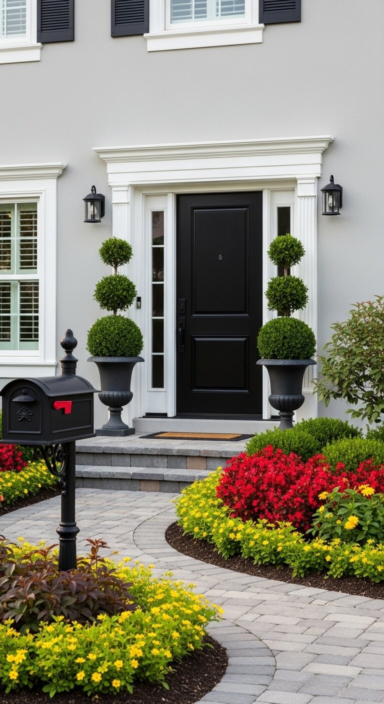 The Simple Shrub Trick That Makes a Black Door Look Professionally Designed