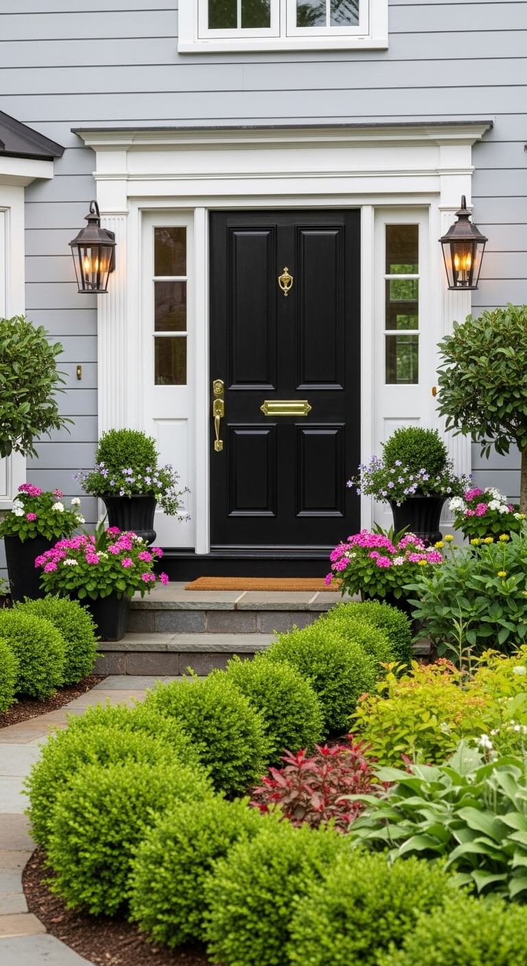 Why Two Lanterns Flanking a Black Door Never Go Out of Style
