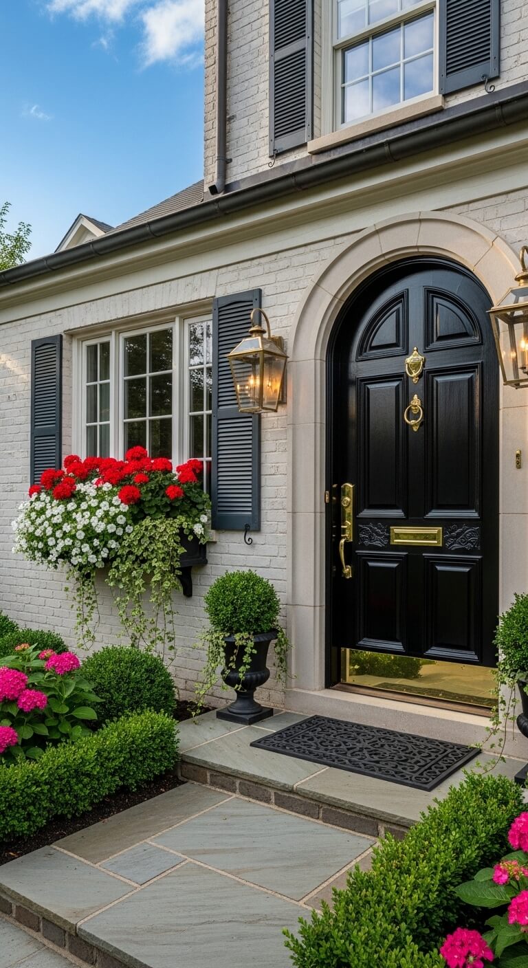 Why an Arched Black Door Makes Even a Simple Home Look Grand