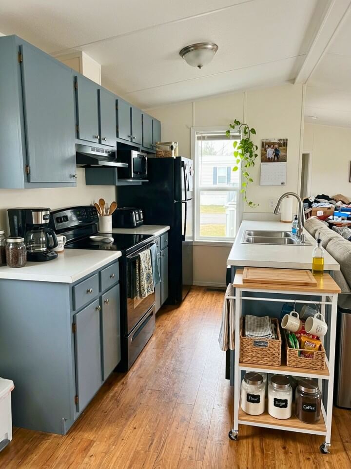 a rolling cart that adds flexible kitchen storage