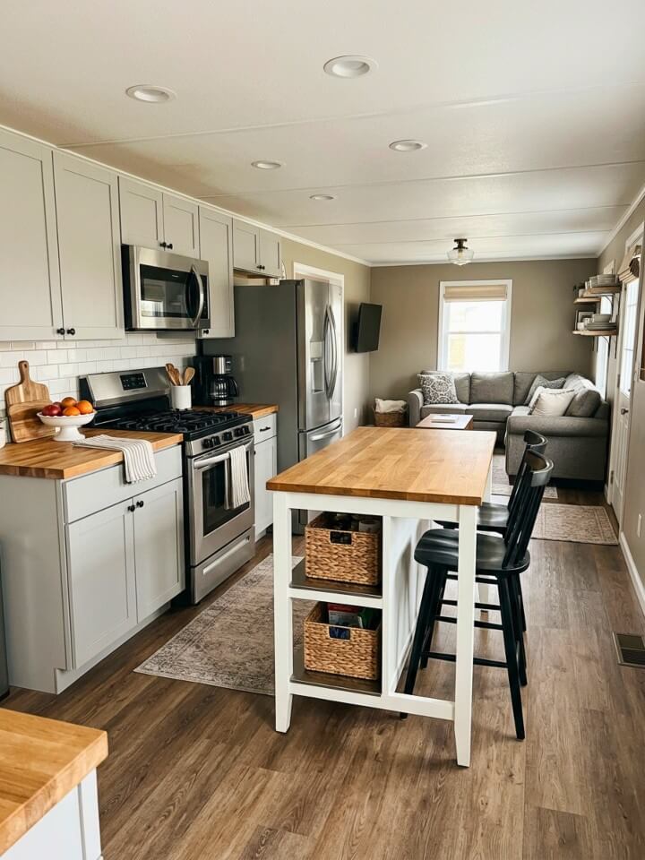 a slim island for single wide kitchen
