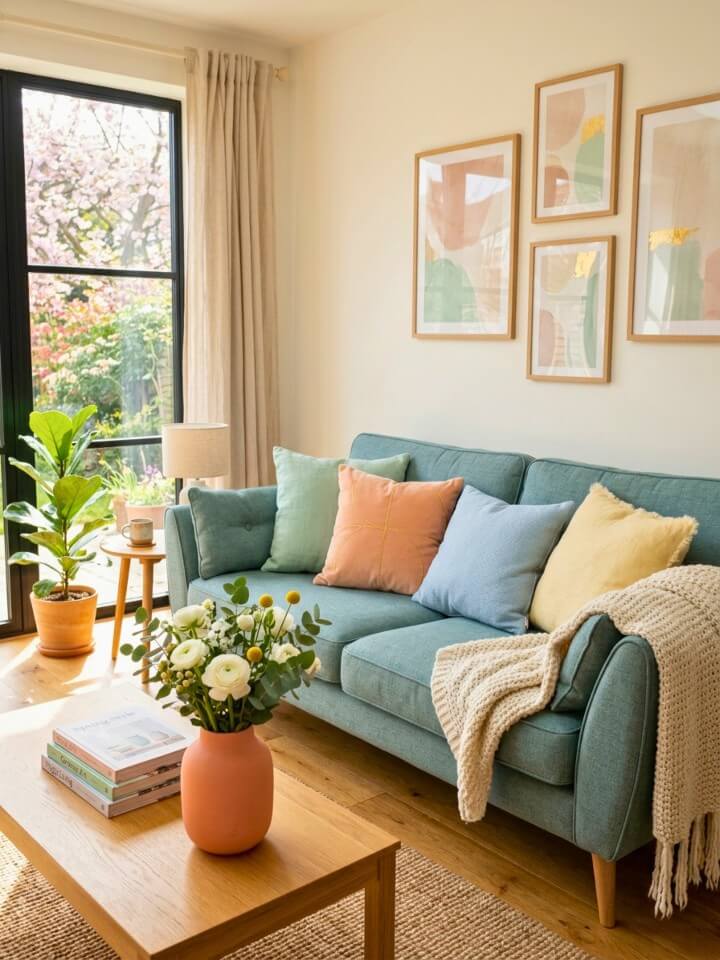 add charm with pastel throw pillows