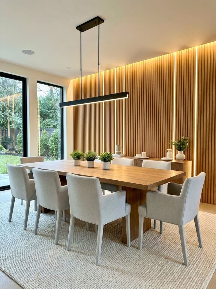 backlit panel wall dining room for dramatic ambiance