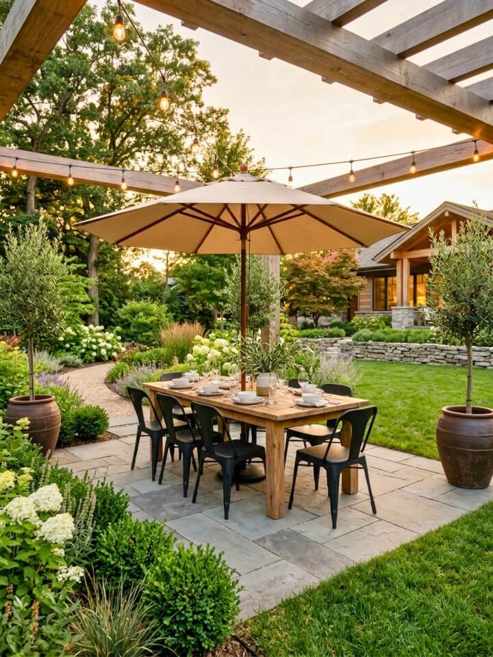 backyard dining area with easy outdoor entertaining