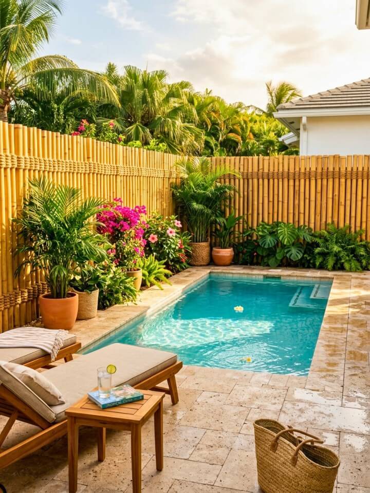bamboo and rope hybrid fence for tropical style