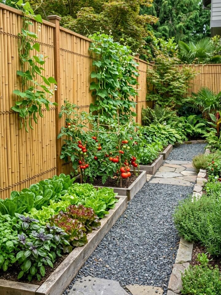 bamboo privacy fence for backyard garden