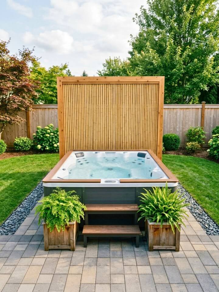 bamboo screen for swim spa privacy