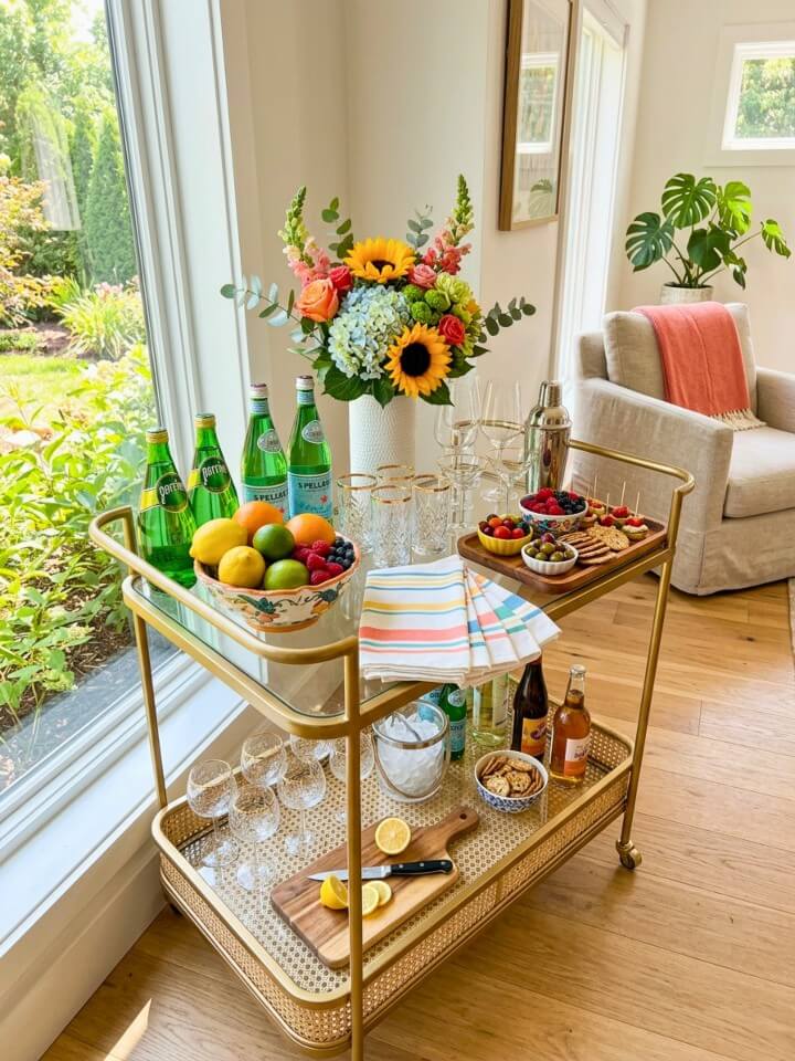 bar cart styling ideas for easy summer entertaining