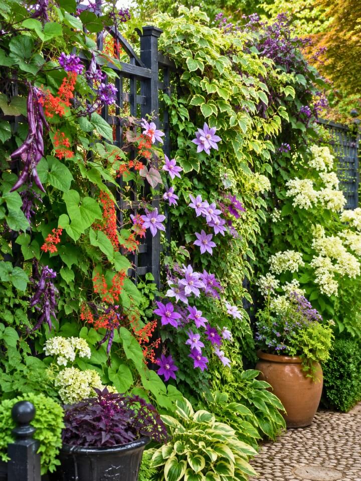 bean vine privacy trellis