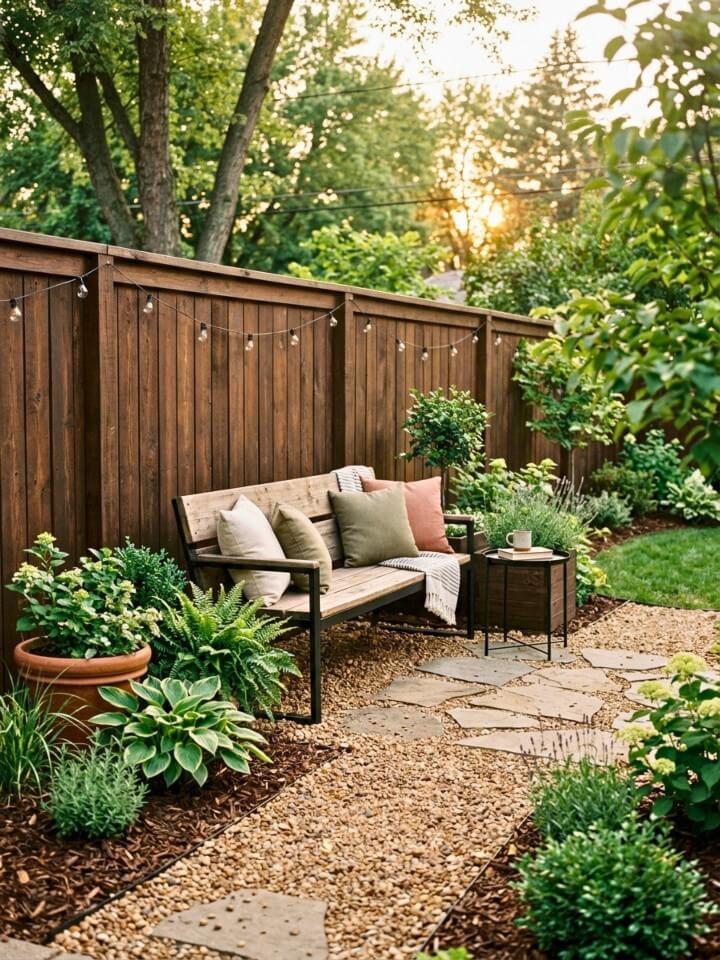 bench seating ideas beside a fence line