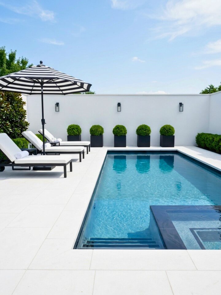 black and white poolside design ideas