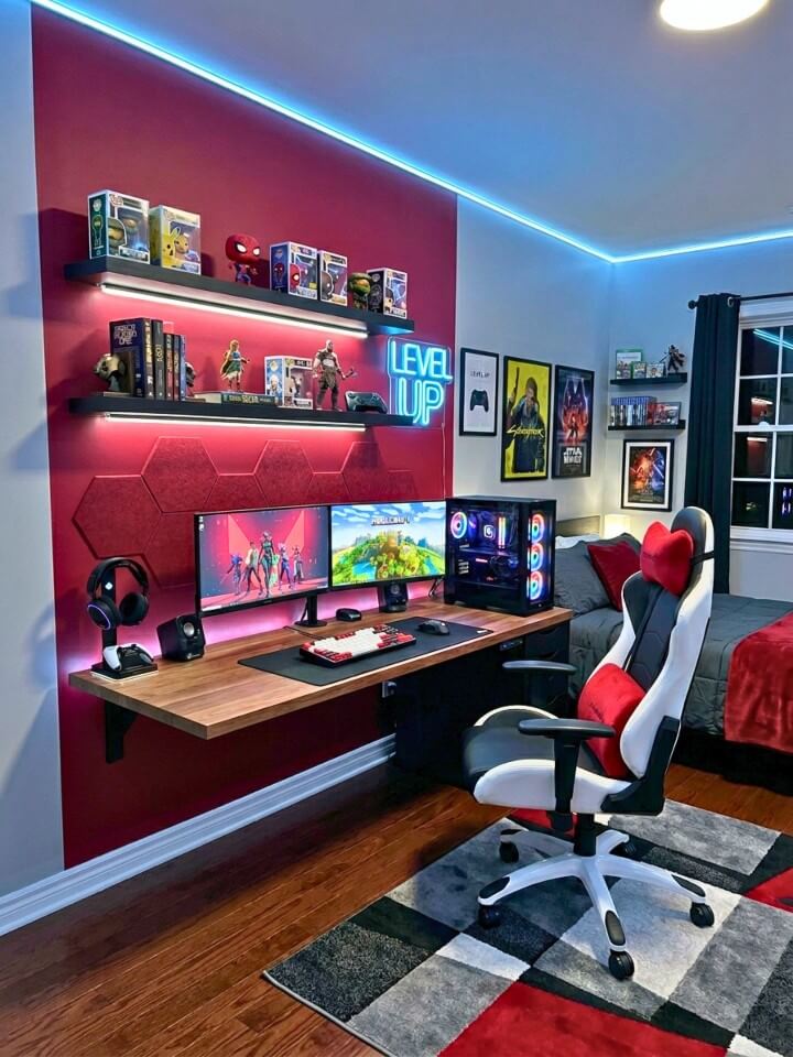 bold accent wall inspired by favorite games