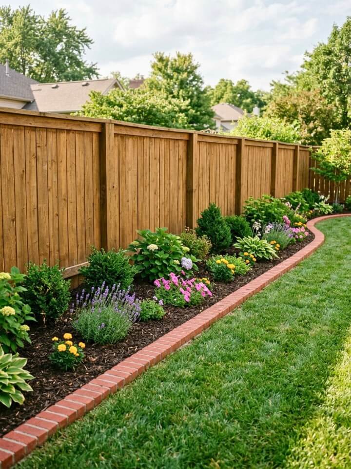 brick edging ideas for fence line garden beds