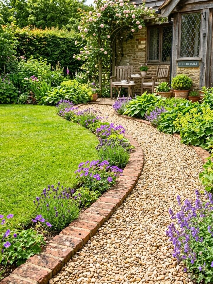 brick or paver edging to define patio spaces