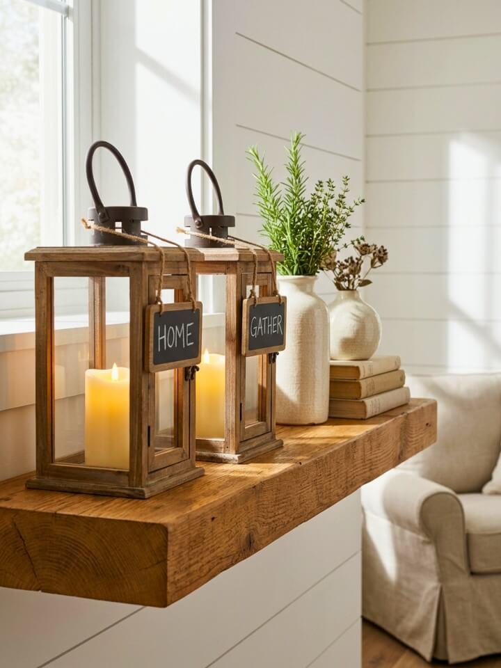 chalkboard labeled lanterns for a personal touch