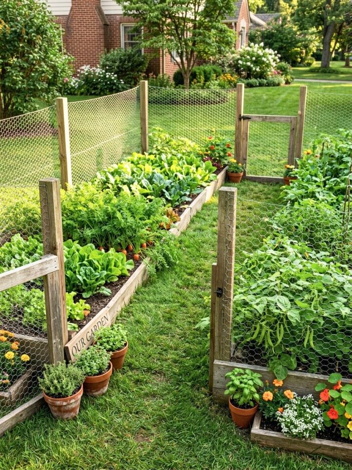 chicken wire pest proof garden fence