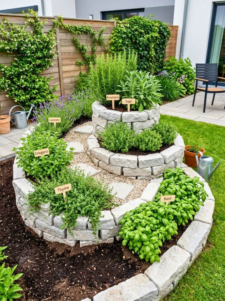 circular herb spiral for small spaces