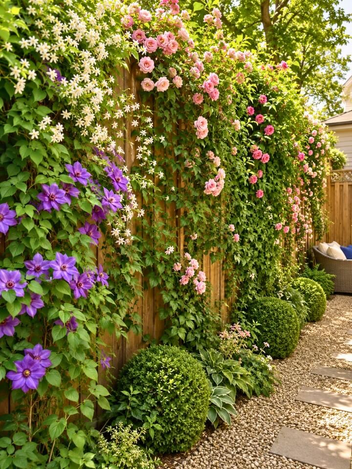 climbing vines and trellis for fence lines