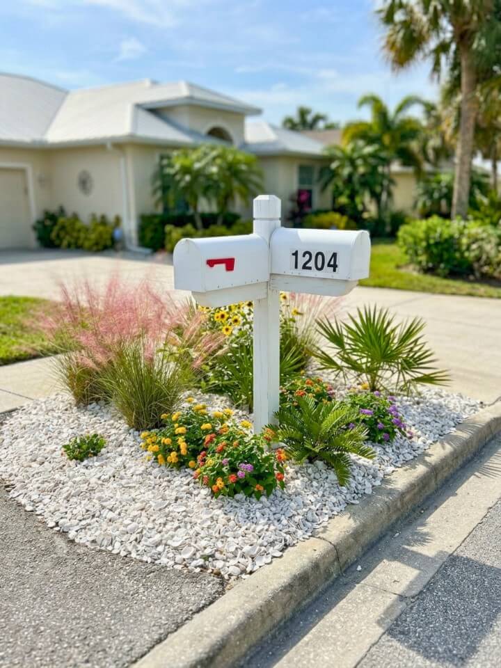 coastal florida landscape with shell mulch