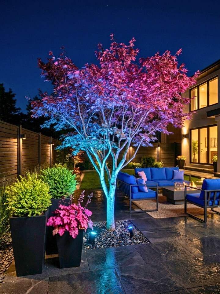 color changing led spotlights for outdoor tree lighting