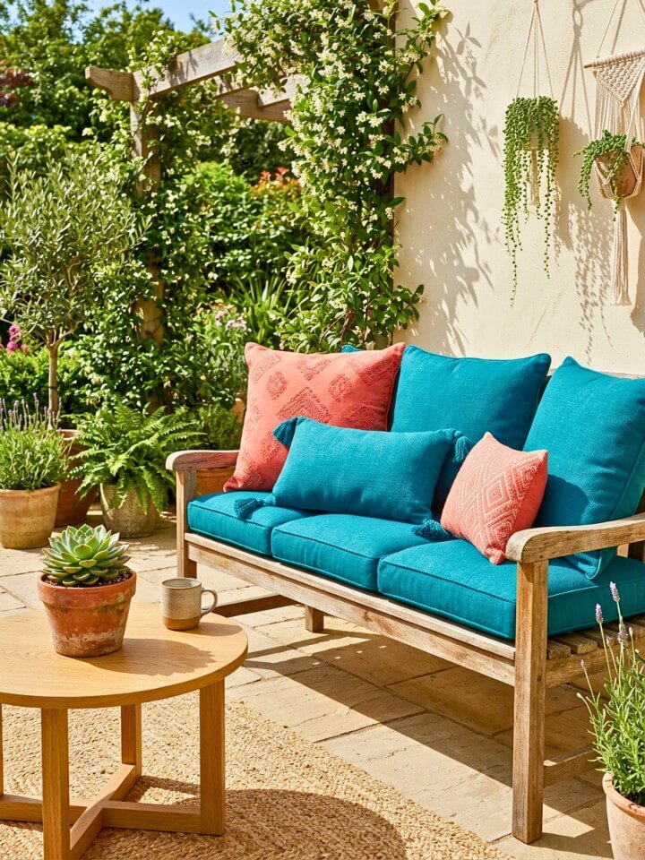 colorful cushion swap to refresh patios