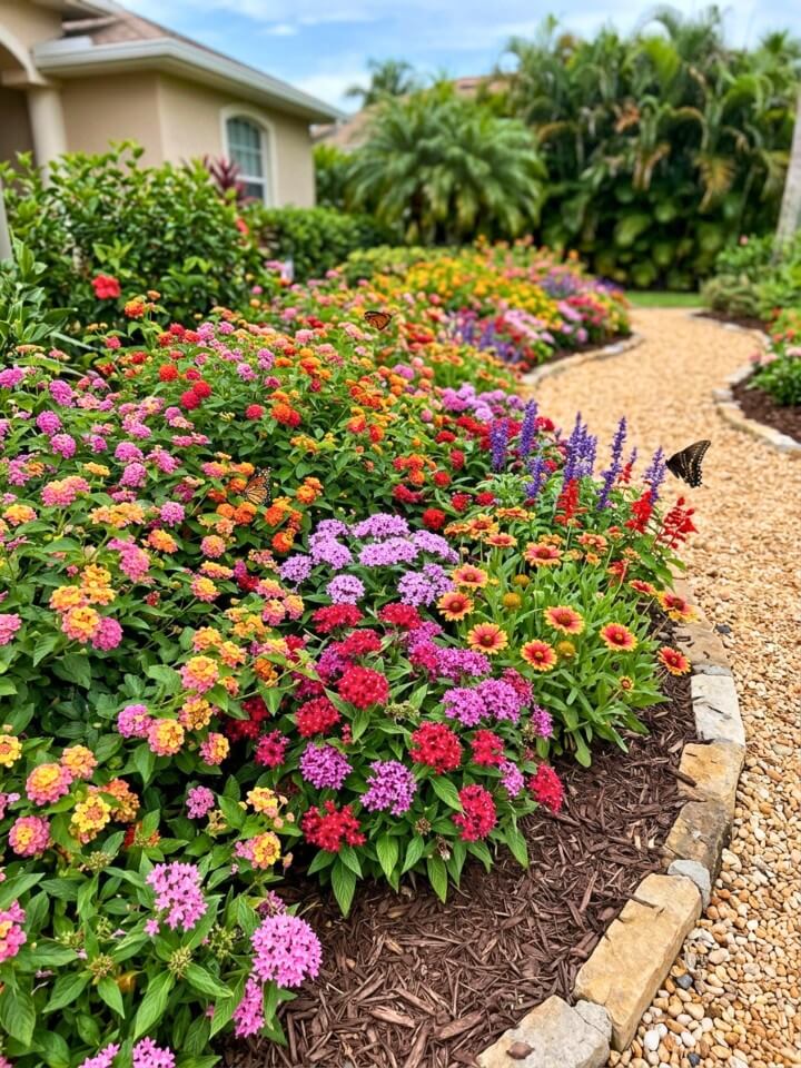 colorful landscaping with heat loving perennials