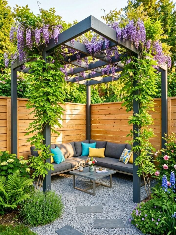 corner pergola landscaping for shade