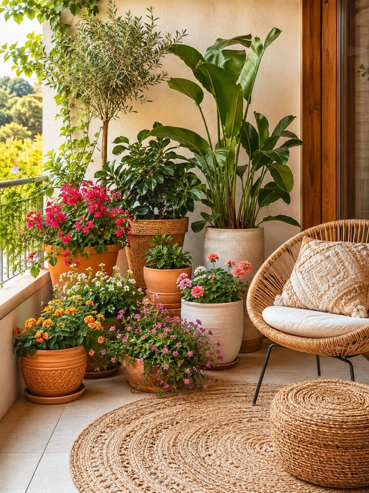 corner potted plants for small patio