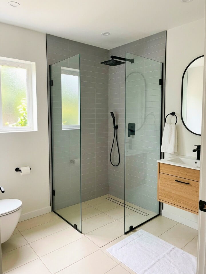 corner shower layout for a small bathroom