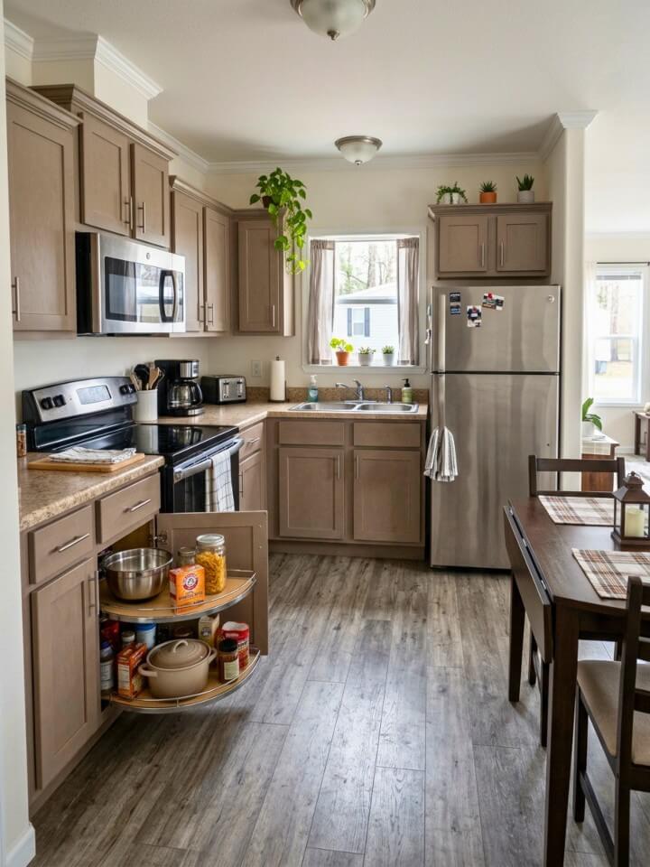 corner storage that makes deep cabinets more useful