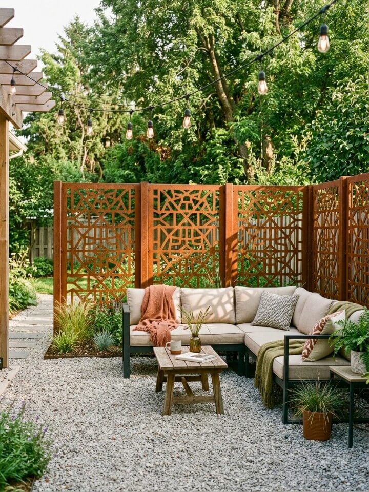 corten steel laser cut privacy screens