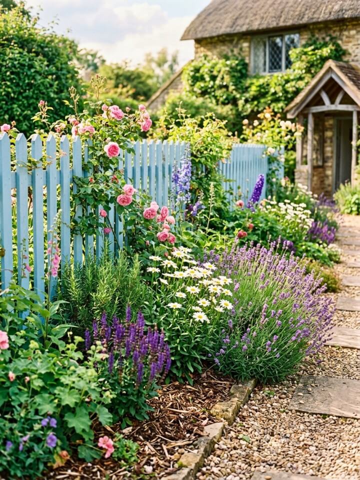 cottage garden ideas for a charming fence line