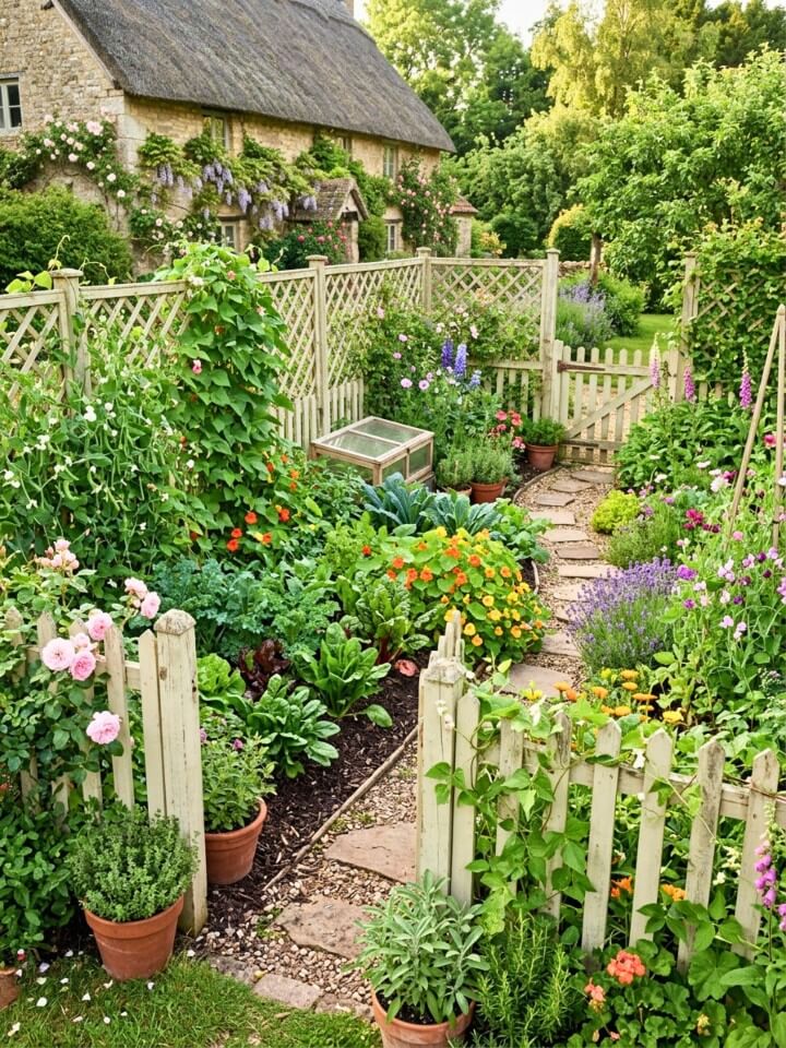 cottage style flower and garden fence