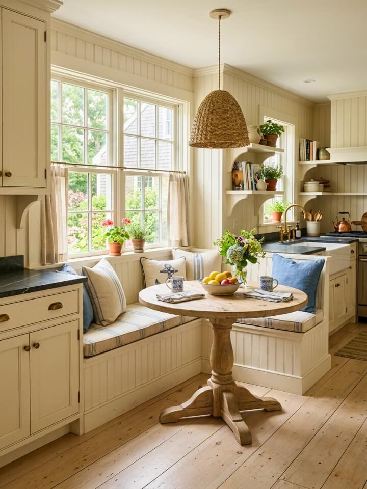 cozy breakfast nook with a functional kitchen layout