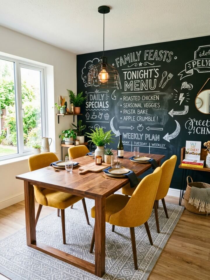 creative chalkboard wall for interaction and fun
