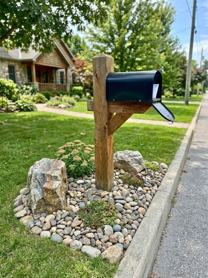 curbside rock mailbox landscaping