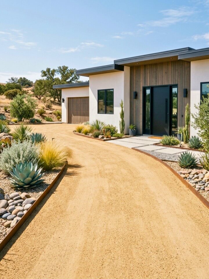 decomposed granite with steel edging for a modern finish