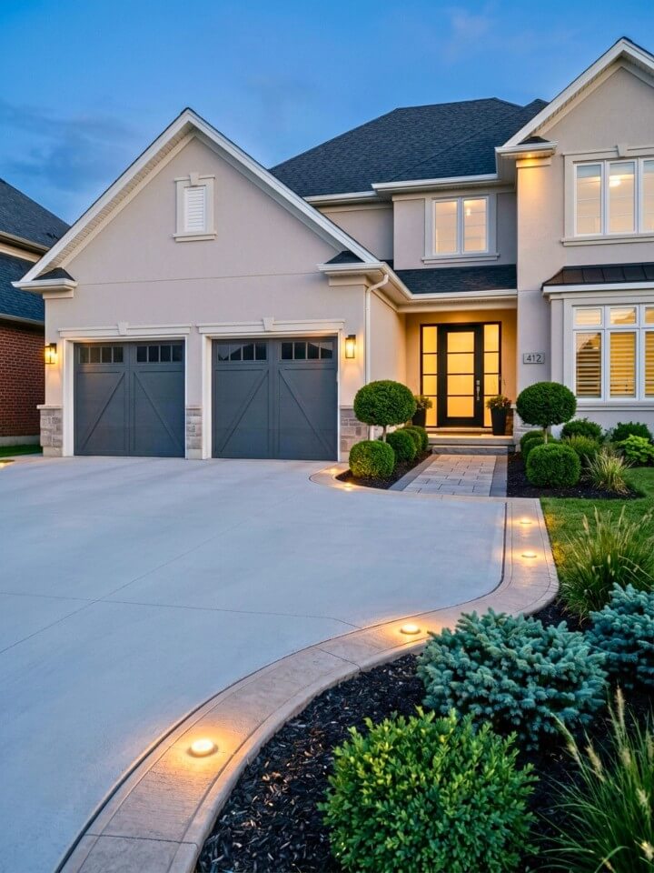 decorative concrete edges with lighting