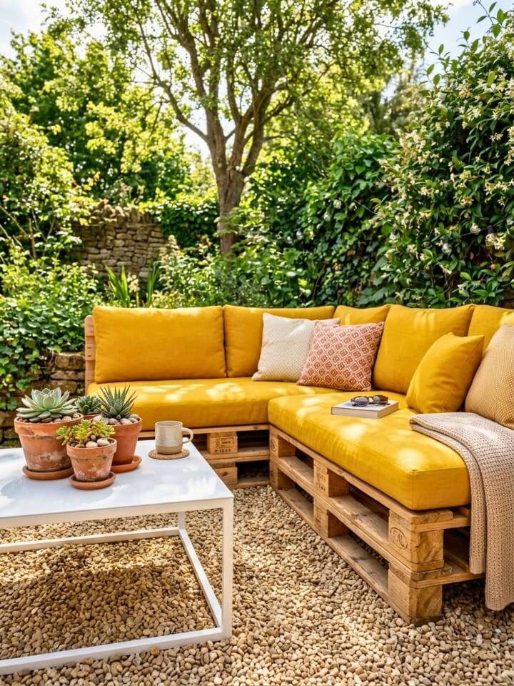 diy pallet seating to maximize small patios