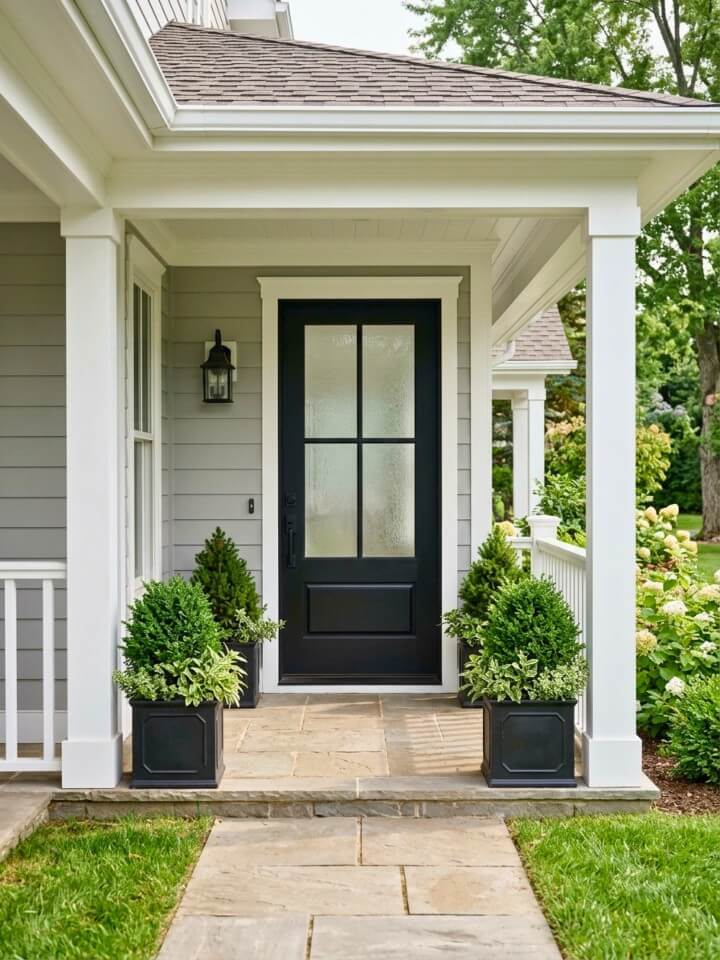 door with frosted glass panels for privacy