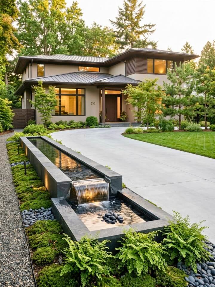 driveway featuring a built in water feature