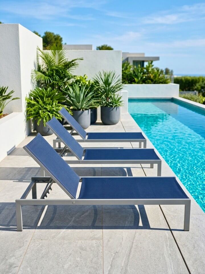 durable aluminum sling chairs as pool furniture