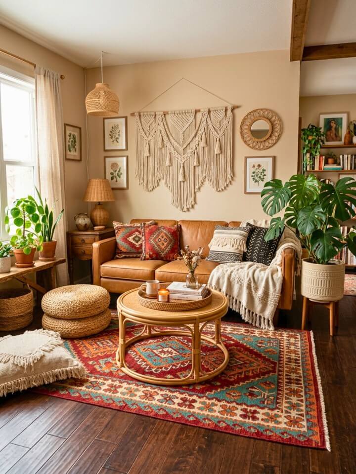 earthy bohemian vibes on rich hardwood