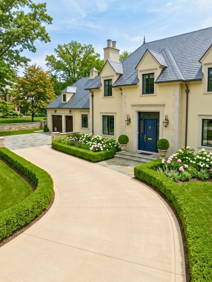 elegant boxwood hedge borders for a classic curb appeal