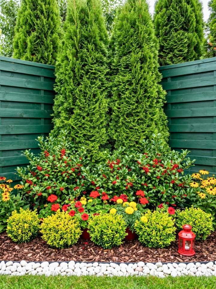 evergreen corner landscaping for year round color