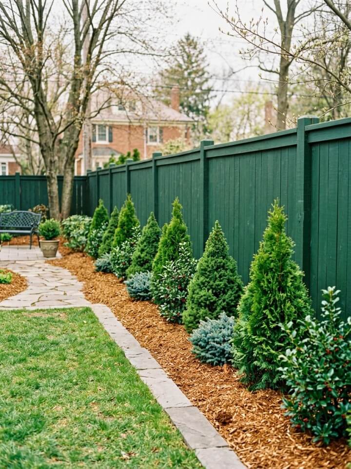 evergreen fence line landscaping for year round beauty