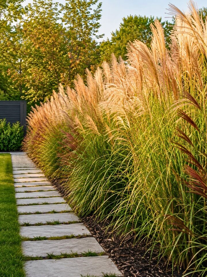 feather reed grass privacy landscaping